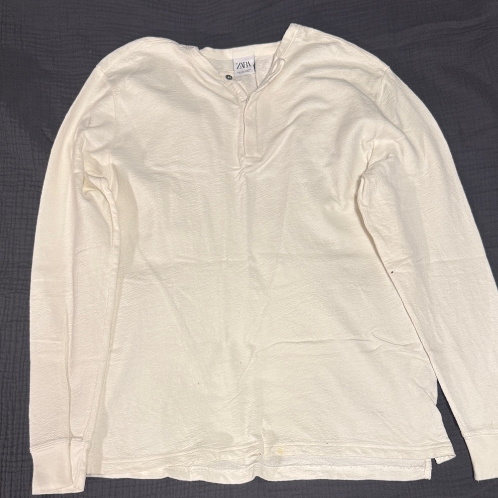 Zara Off-White Long Sleeve Top size Large Mens